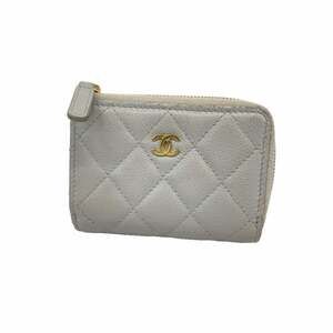 CHANEL Gray Caviar Leather Wallet